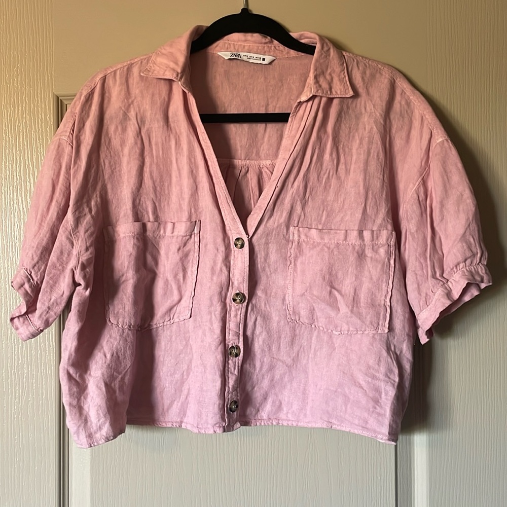 Zara button up top